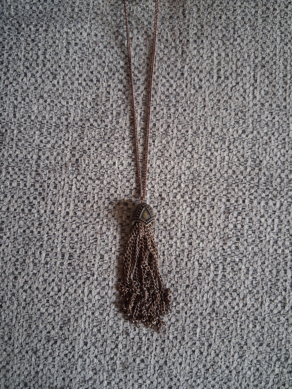 Long Vintage Tassel Pendant Necklace - Antique Bronze